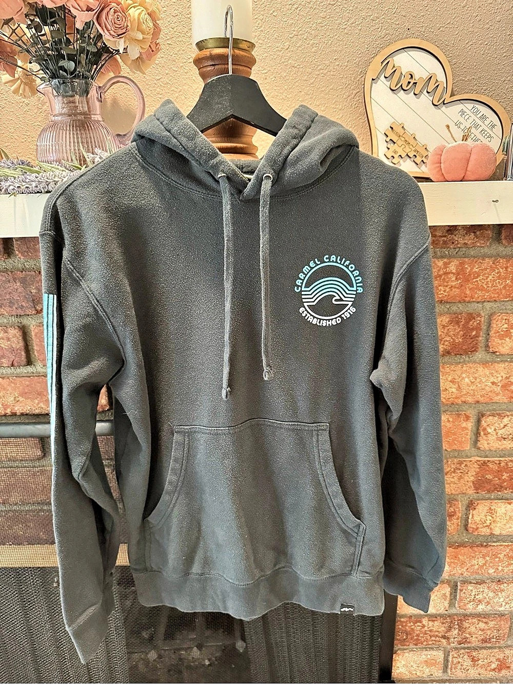 Techstyles Carmel California Hoodie Small Black Coastal Surf Pullover